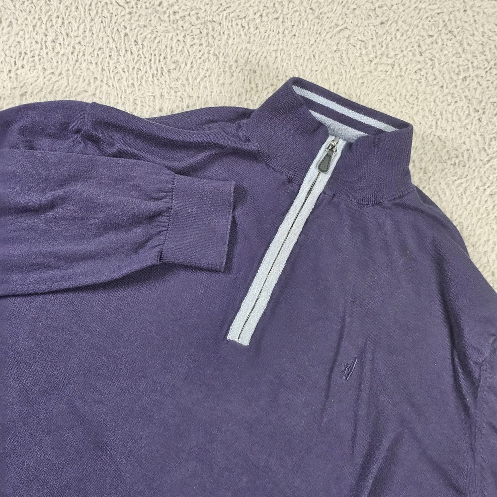 Johnnie-O Sweater Mens Medium Purple Cotton Silk 1/4 Zip Mock Neck Logo Pullover